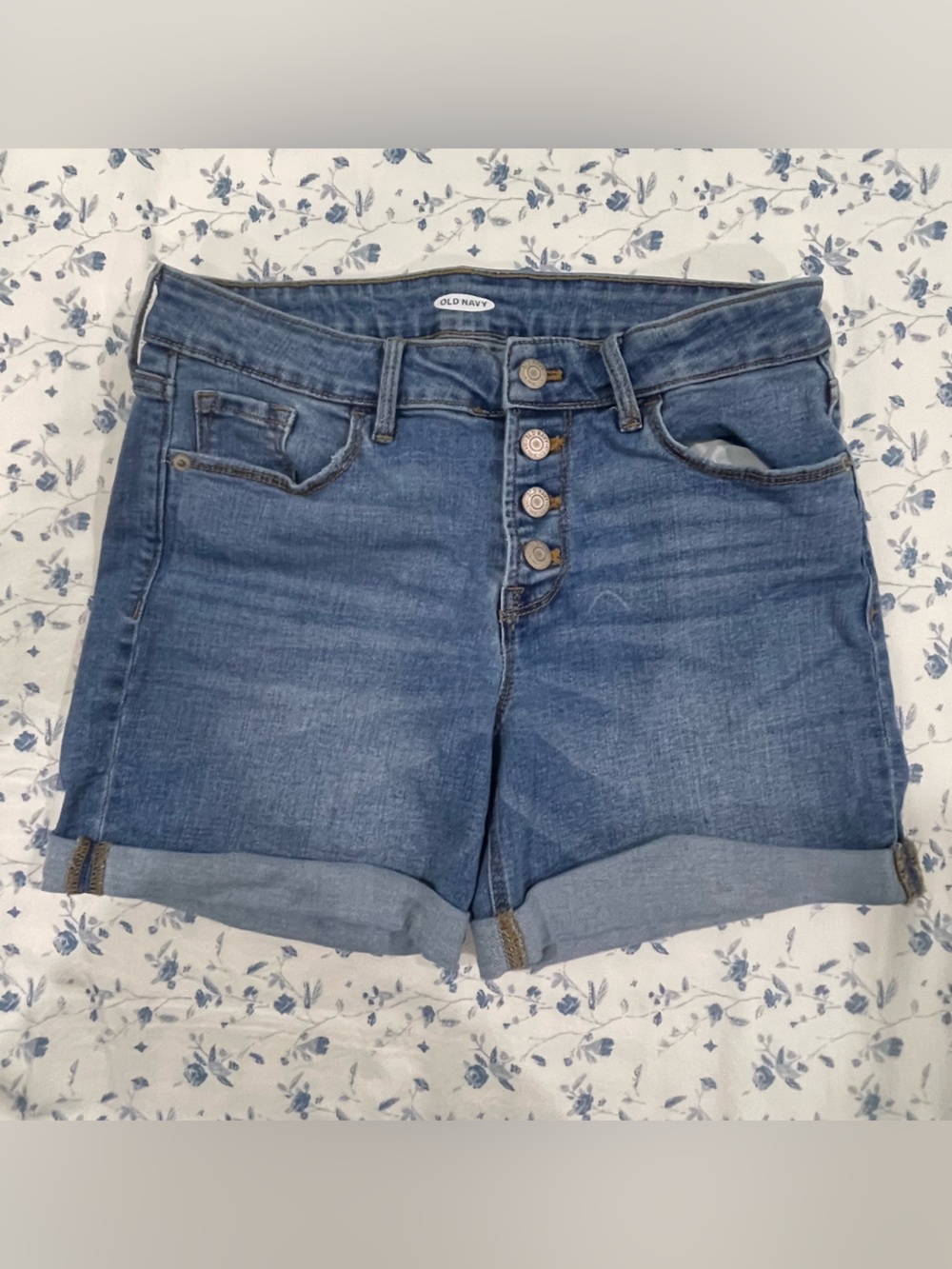 Old Navy Blue High-Rise Button-Front Denim Skirt